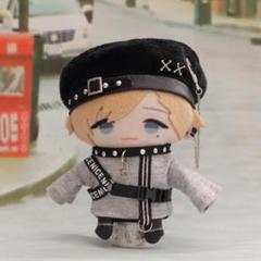 ぬい服 10cm ハーネスベルトTシャツベレー帽(グレー) 3点セット
