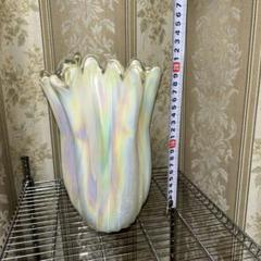 虹色オパール調フリル花瓶 約20cm