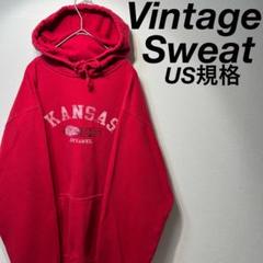 【US規格】 希少 Vintage Sweat 胸ロゴ パーカー レッド 赤 L