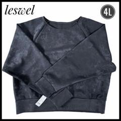 【新品】　トレーナー　leswel 4L 大きめ　チャコールグレー　長袖　ベロア