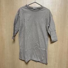 七分袖カットソー チャコールグレー バックプリント