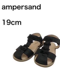 アンパサンド キッズ ブラック サンダル 19.0 リボン付き かわいい