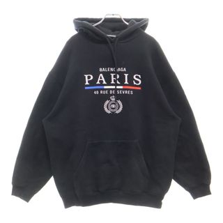 BALENCIAGA バレンシアガ 19AW Paris Flag Hoodie パリフラッグフーディ プルオーバーパーカー ロゴ刺繍 ブラック 570811 TGV68