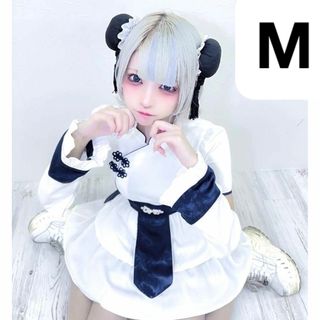 新品 あのね。 コラボ メイドチャイナワンピース Mサイズ 白×青 コスプレ ハ