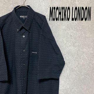 90S ミチコロンドン　半袖　総柄シャツ　古着　メンズ　M 個性派