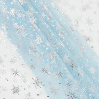 【数量限定】DERAYEE オーガンジー 生地 箔押し 雪 約145cm×200